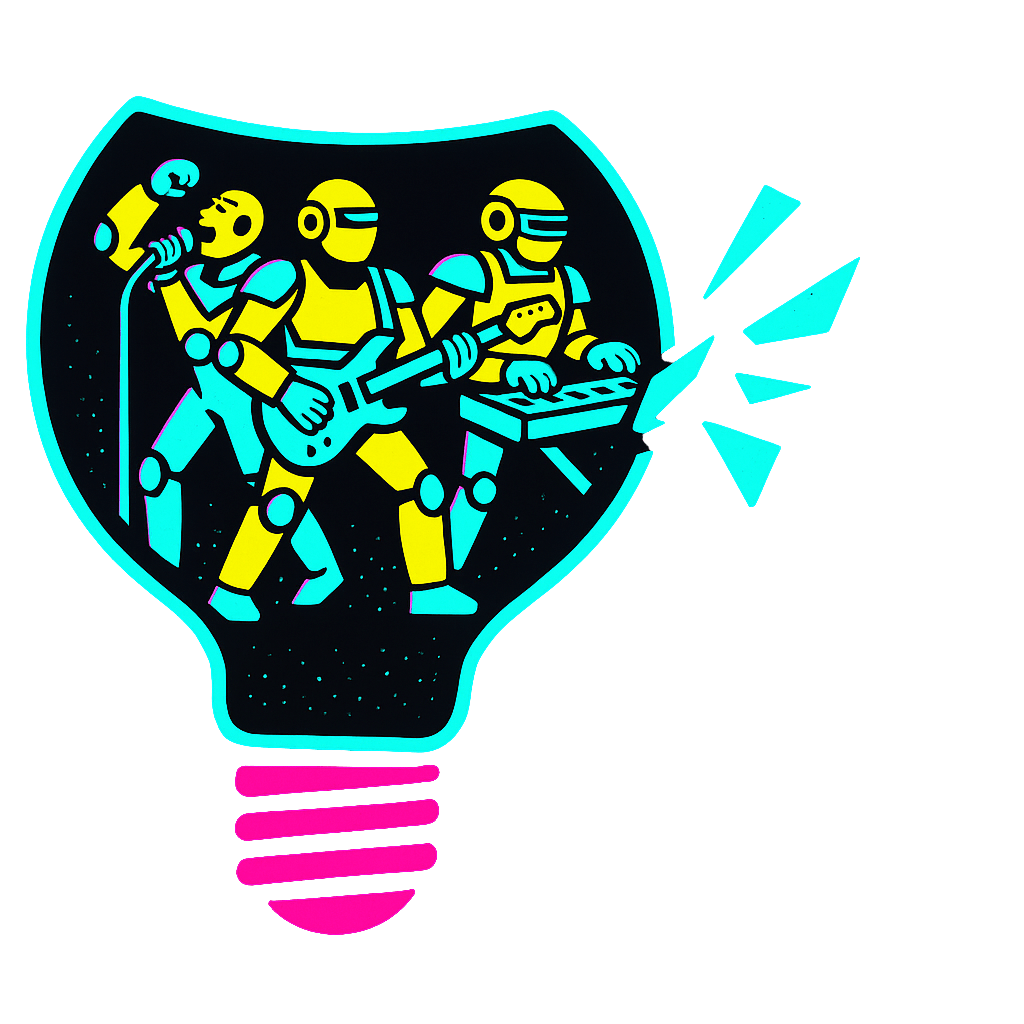 transparent Music Frontiers Band light bulb Icon, Berlin Music Tech Conference, September 2025